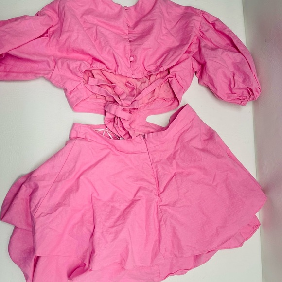 HELLO MOLLY pink ruffle mini dress size M open back - Picture 5 of 6